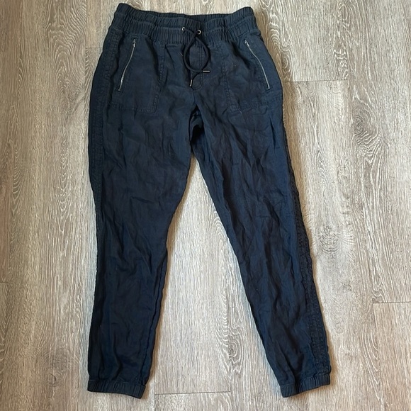 Athleta Cabo linen jogger pants zip pockets size 12 tall casual bottoms - Picture 4 of 8